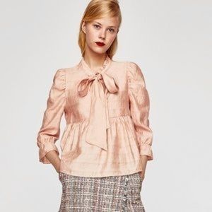 Zara beige-pink Top with bow